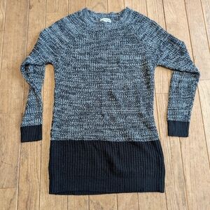 Juniors Poof Excellence Black and Gray Long Sleeve Sweater Dress Size Medium